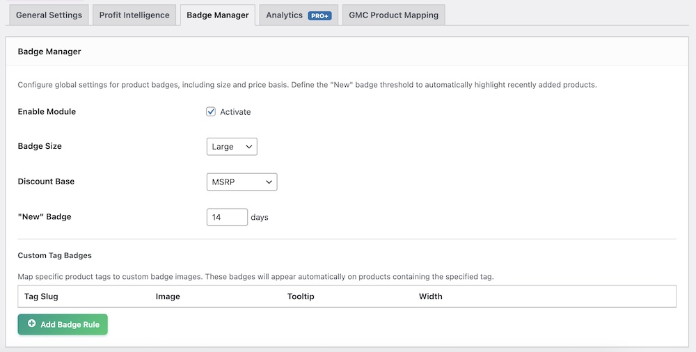 The Badge Manager Settings Page