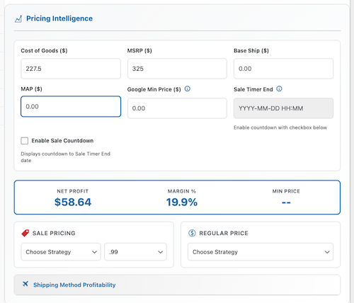 The Pricing Intelligence Settings Page