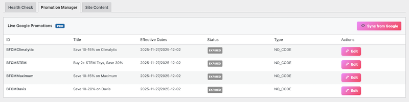The Promotion Manager Tab